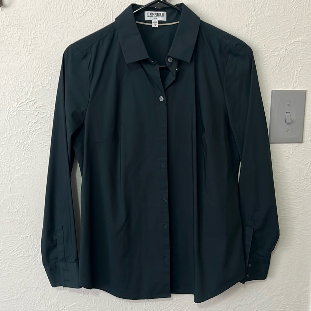 Dark green business casual Express button down
